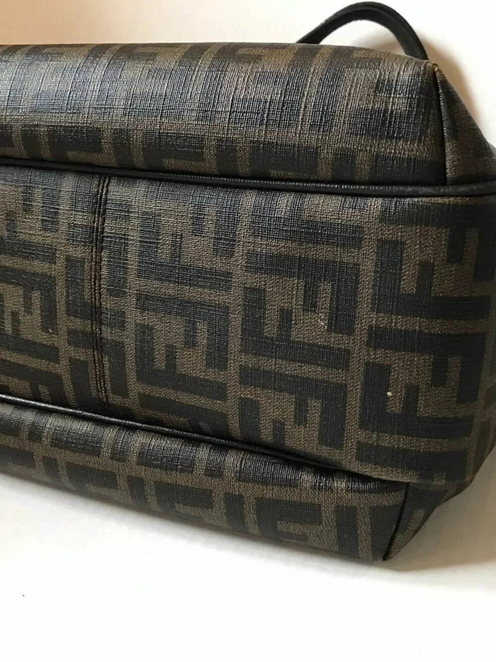 Auth FENDI Zucca Vtg Spalmati Shopping Tote Bag 8BH156 w COA